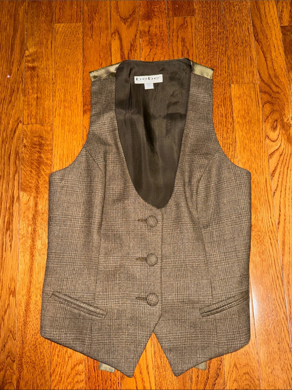 bebe Gray Plaid Tailored Women's Vest